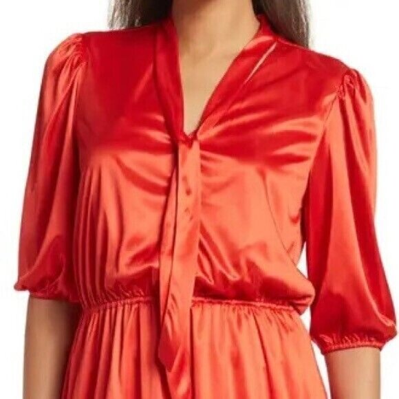 Nanette Lepore NEW womens tie neck satin dress BNWOT size 10 tiered mini - Picture 9 of 9